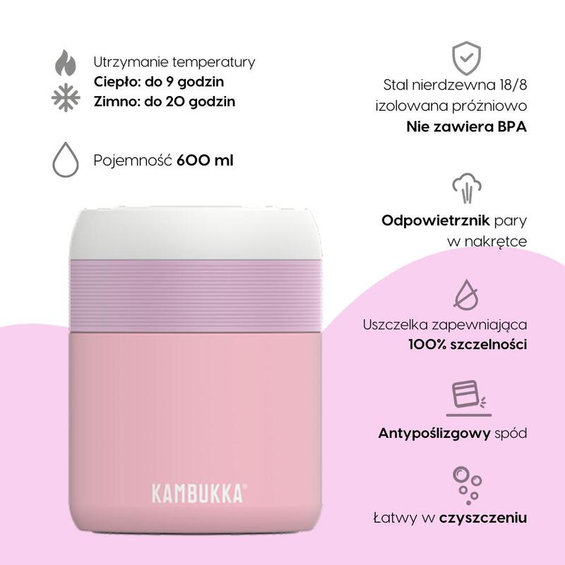 Termos na jídlo Bora 600 ml těsný Baby Pink