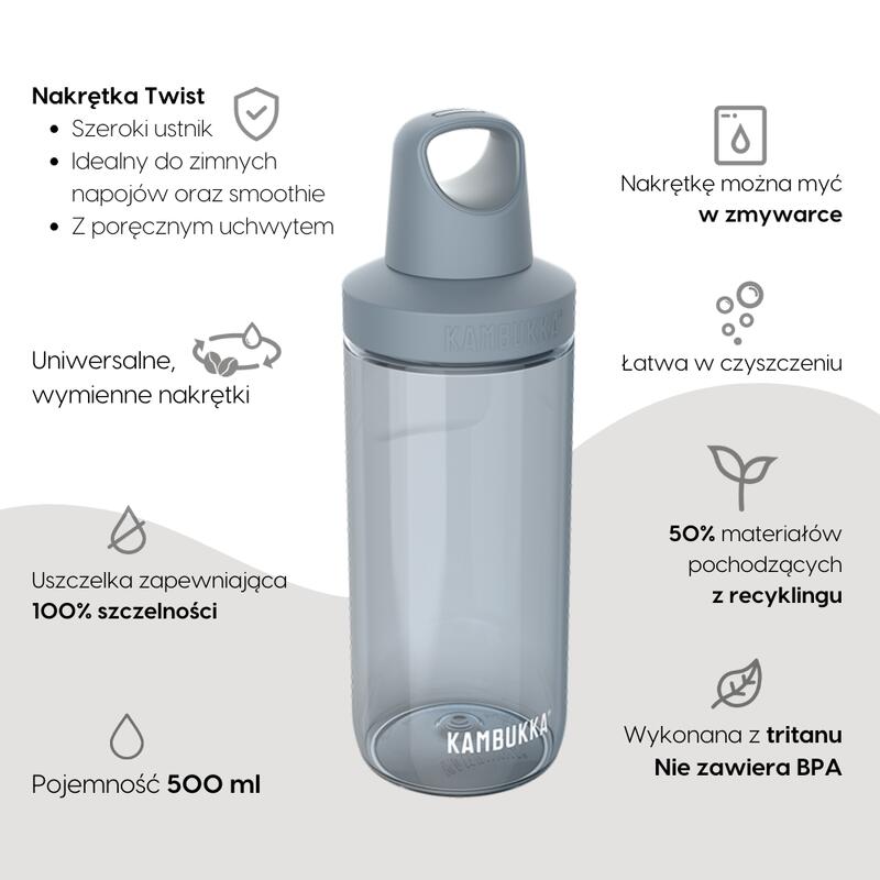 Láhev Reno 500 ml těsná BPA free šroubovací víčko Grey