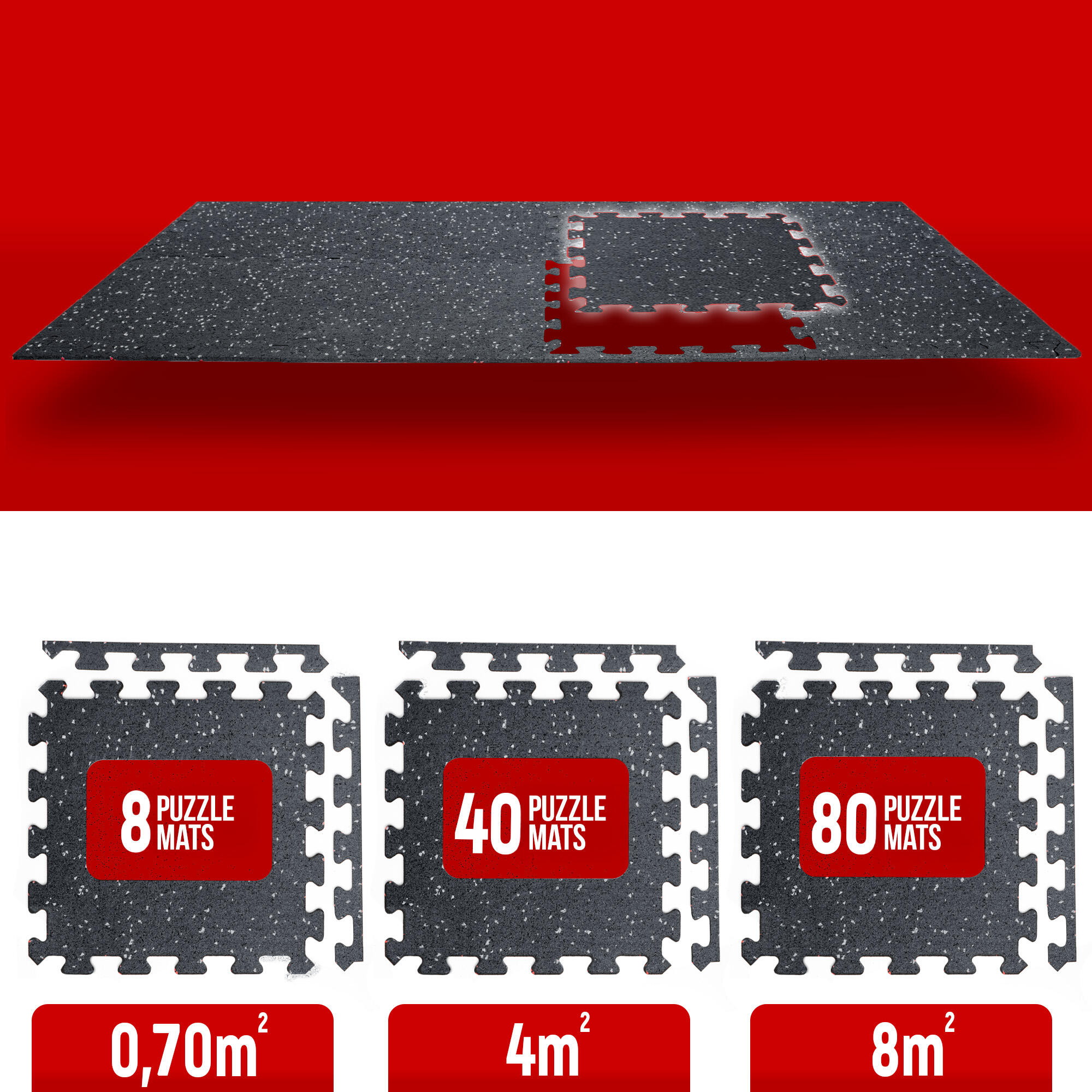 Bodenschutzmatte Fitness – Vollgummi-Bodenmatte – 8er-Set Puzzlematten 4/6