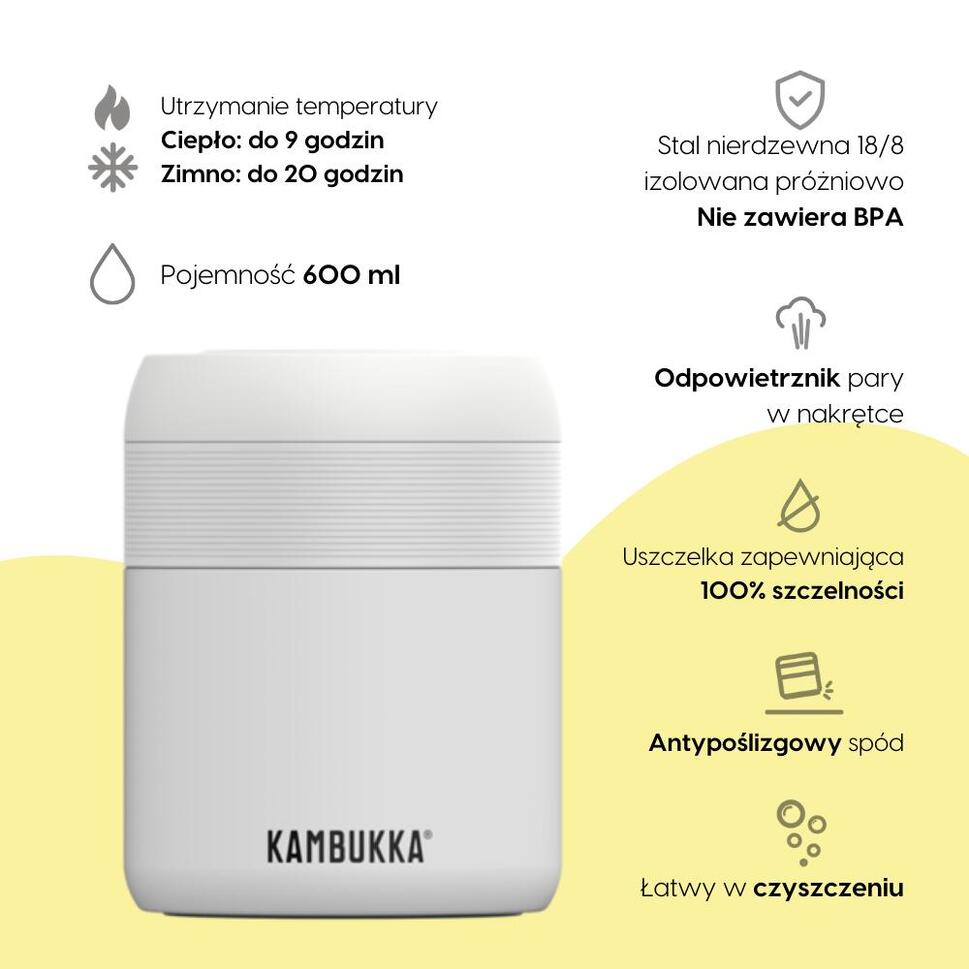 Termos obiadowy podróżny Kambukka Bora 600 ml - Chalk White