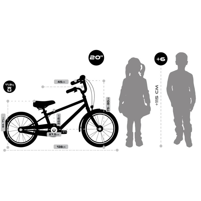 Vélo enfant 20 pouces dès 6 - 7 ans – Rétro/Vintage, frein V-Brake & béquille