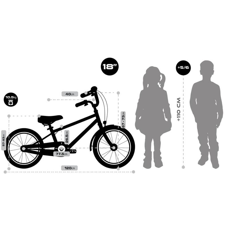Vélo enfant 18 pouces dès 6 ans – Rétro/Vintage, frein V-Brake & béquille