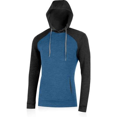 Felpa con cappuccio da ciclismo uomo 100% lana merino - werich - blu