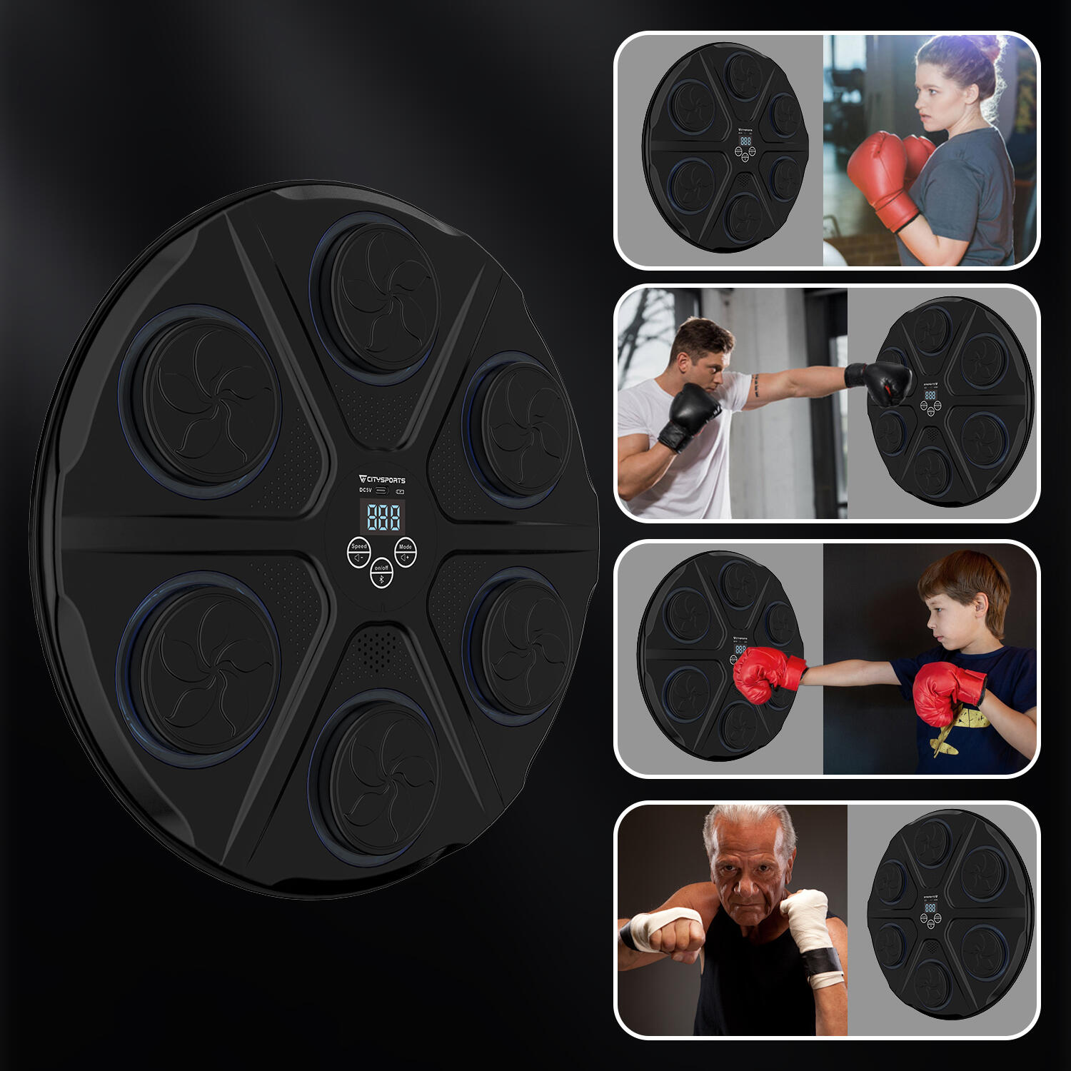 Musikalische Boxmaschine,Boxtrainingsgerät,Bluetooth,Familien-Boxspiel 5/5