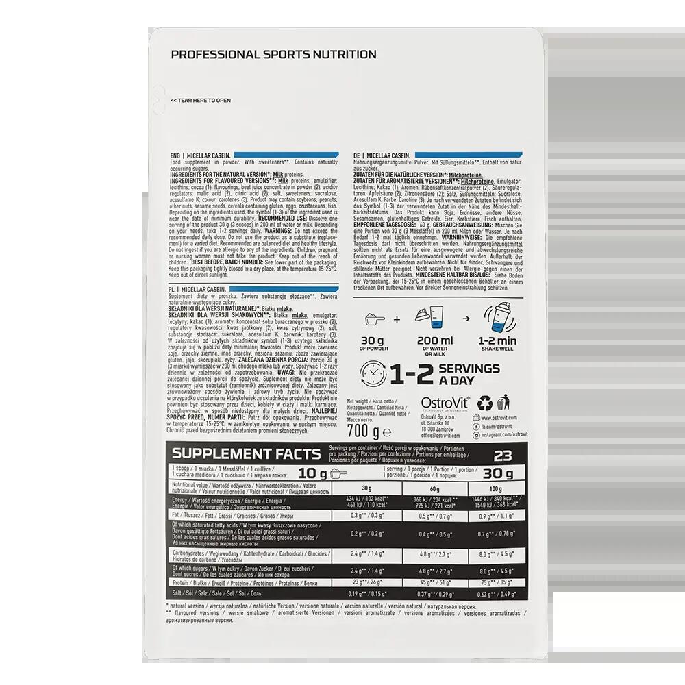 OstroVit Micellar Casein 700g Chocolate 3/4