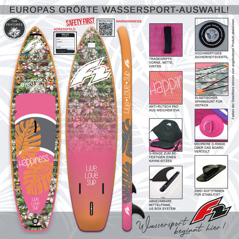 F2 Damen SUP Stand Up Paddle Board Happiness  10'5''  Multicolor 3/5