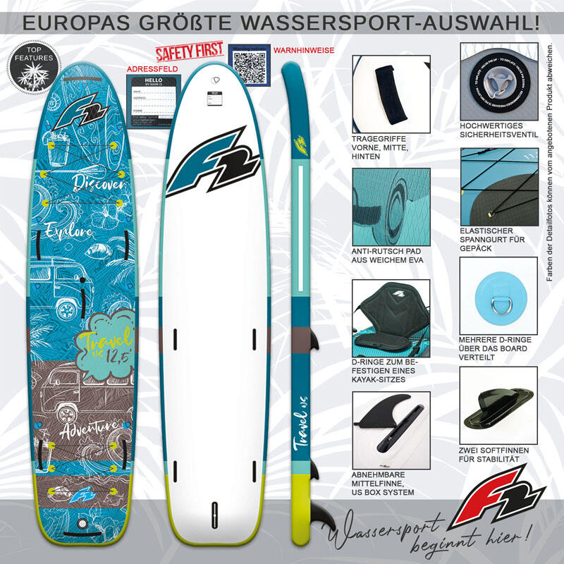 F2  SUP Stand Up Paddle Board Travel  12'0''  Blau 3/6