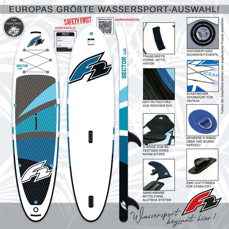 F2  Stand up Paddle Board SECTOR WS Windsurf SUP 10,5  Blau 2/5