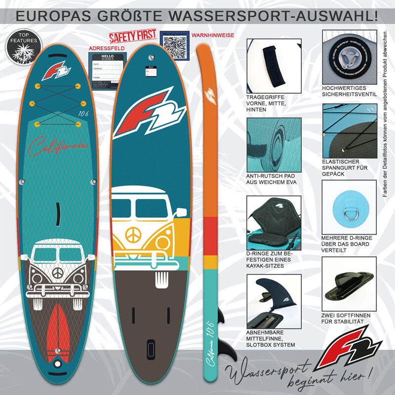 F2  Stand up Paddle Board CALIFORNIA - HFT SUP 11,6  Türkis 2/5