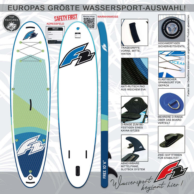 F2  Stand up Paddle Board FREE - Round Sail - SET SUP 10,6  Aqua 2/6
