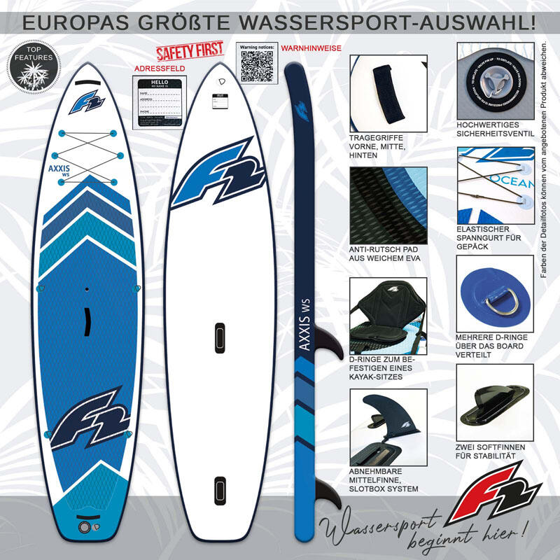F2  Stand up Paddle Board AXXIS WS Windsurf SUP 10,5  Blau 2/5