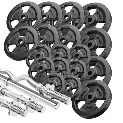 Verstevigde halter en halterschijven set 113 kg