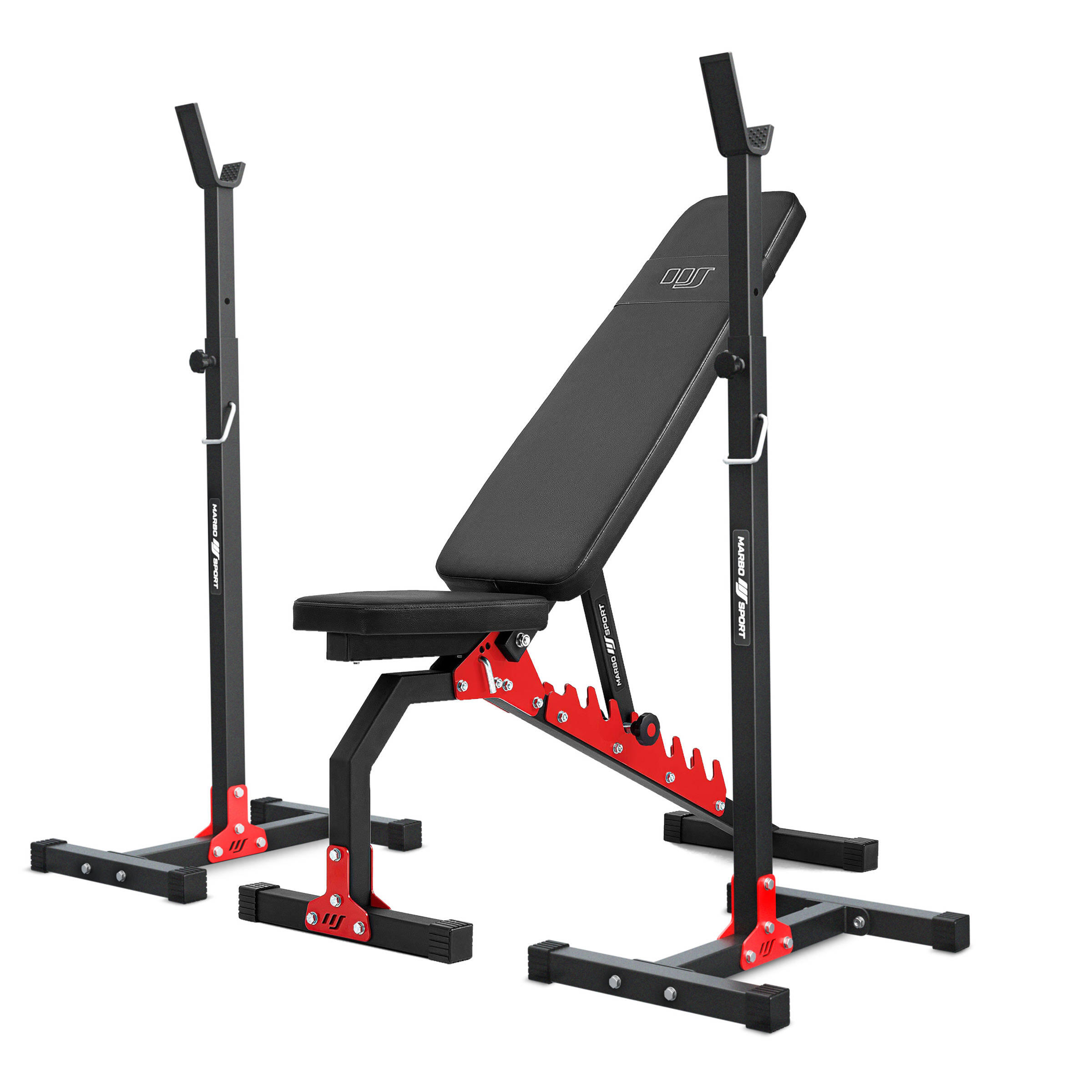Set per allenamento muscolare con panca regolabile e supporti per bilanciere 1/3