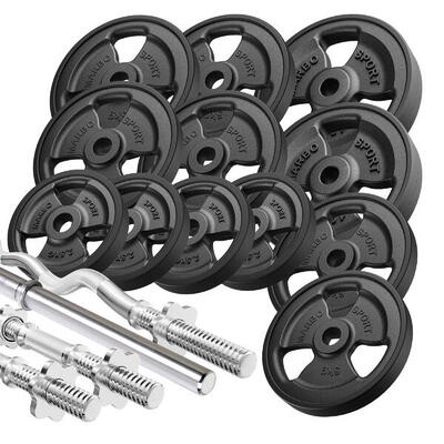 Hantelstangen gummierte Tri-Grip Hantelscheiben Set 83 kg