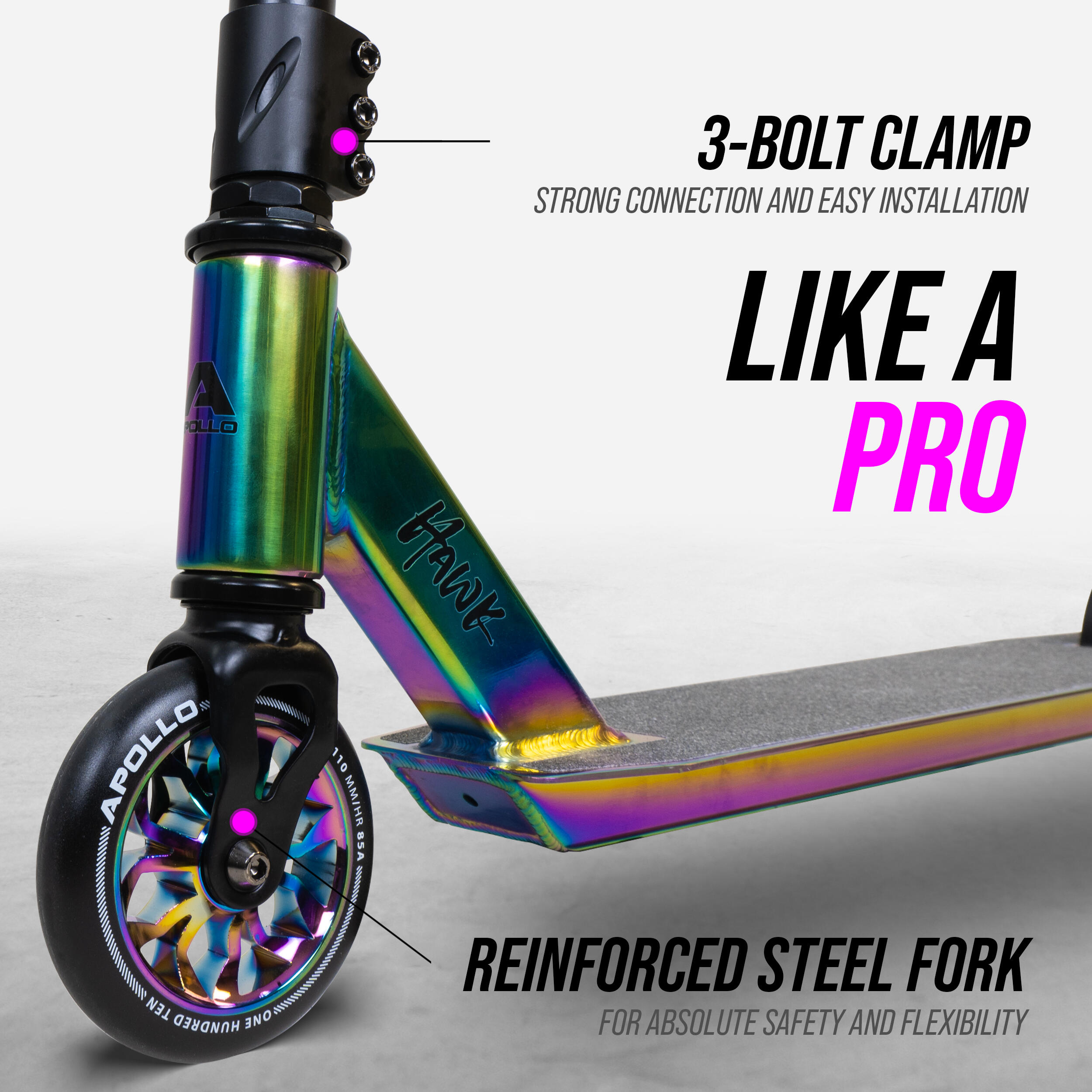 Stuntscooter 'Hawk' - Freestyle Kickscooter voor kinderen en volwassenen 2/7