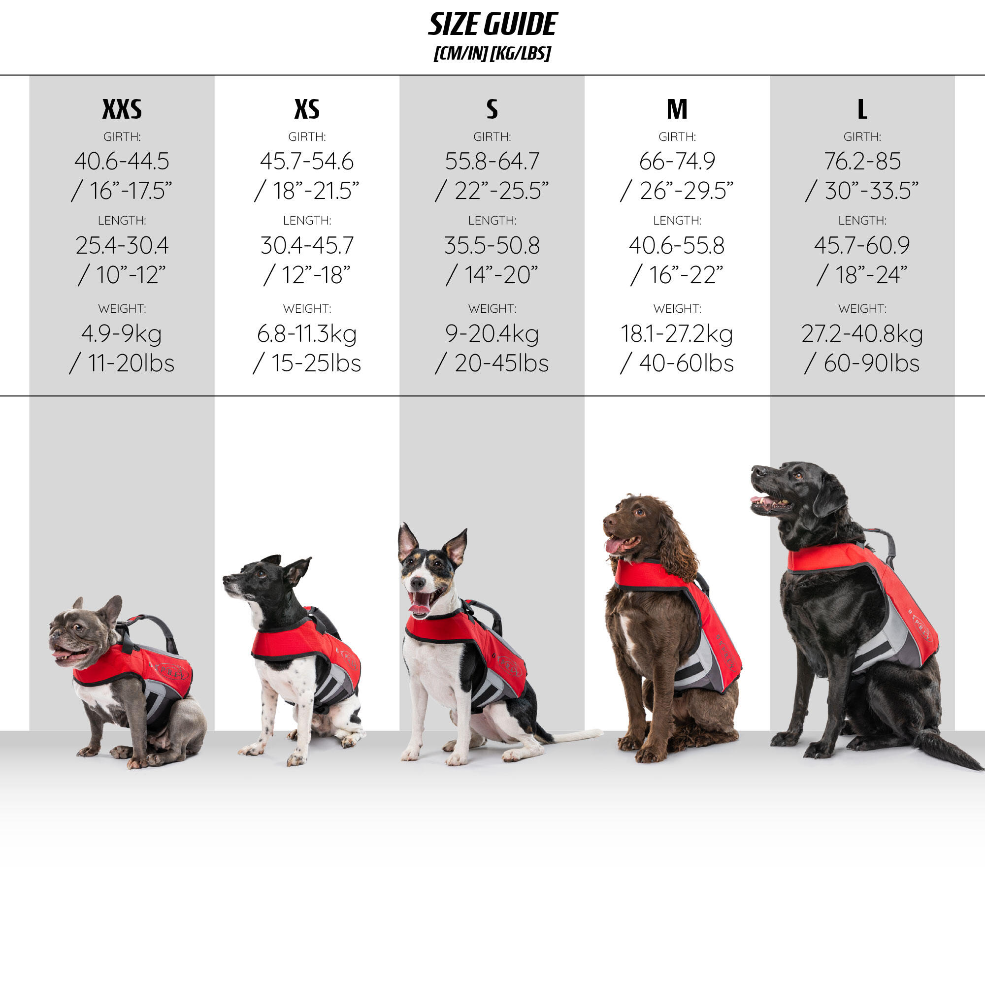 Osprey Dog Life Jacket, Adjustable Buoyancy Aid with Handle, Reflective, Red, XS 5/6
