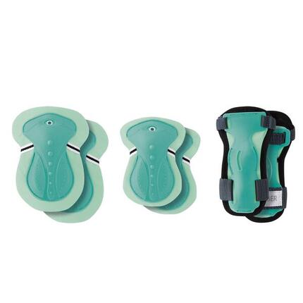 Set 3 protections enfant XS (coudes, genoux, poignets) - Vert Menthe