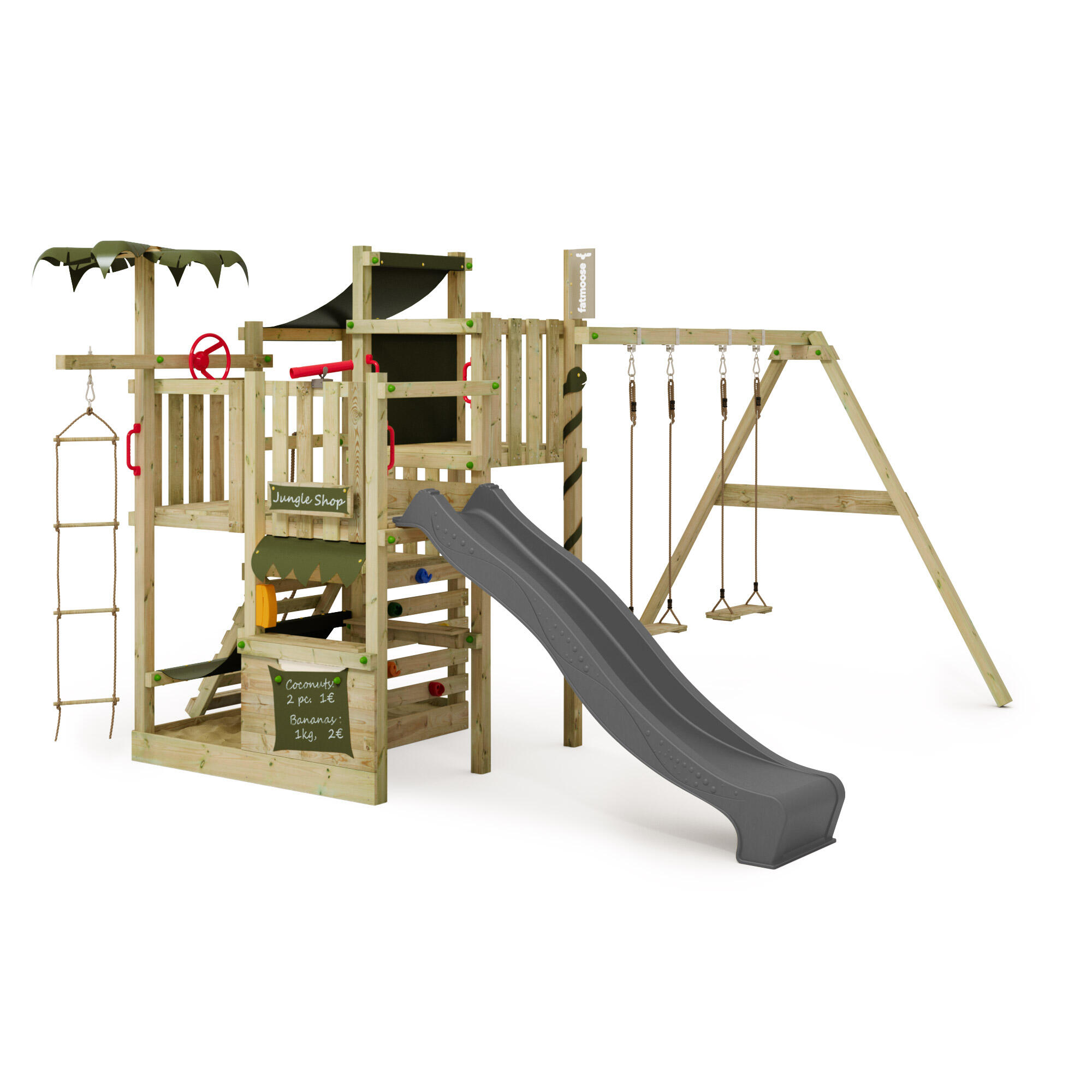 Fatmoose - Aire De Jeux Crazycoconut Avec Double Balançoire - Aire De Jeu - Gris|marron - No Size - Decathlon