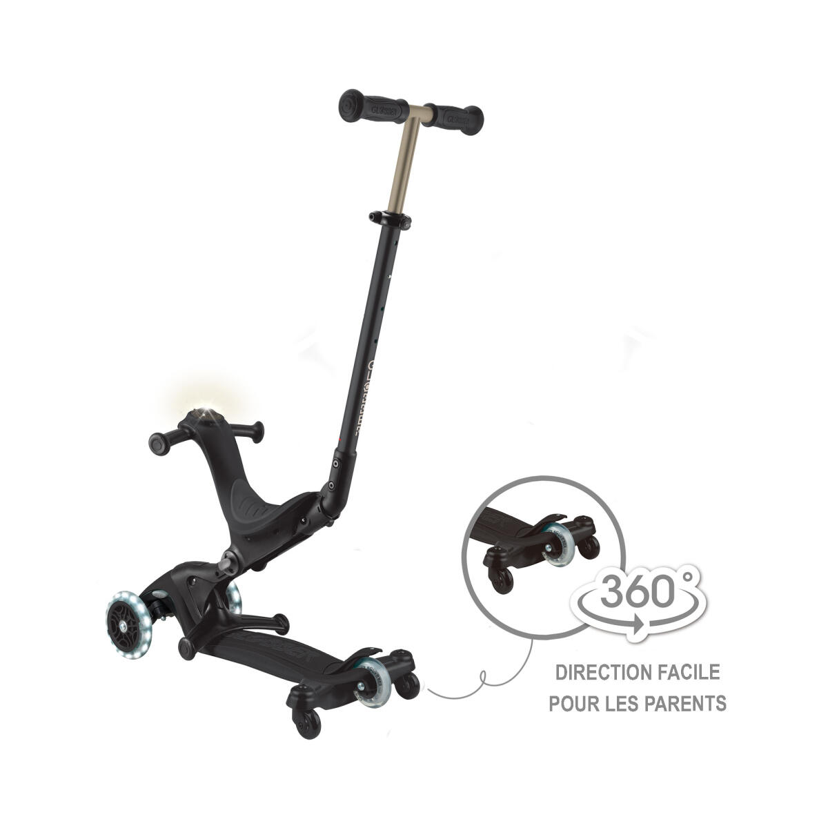 Trottinette évolutive GO-UP DELUXE LIGHTS 360 - Noir 3/7