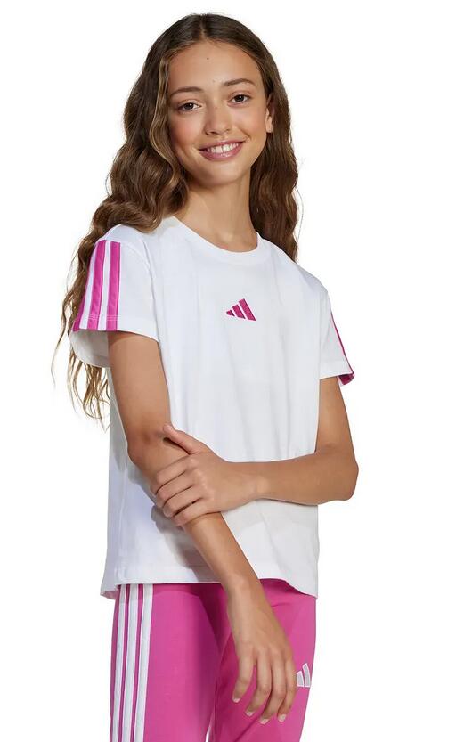 T-shirt ragazza adidas essentials 3-stripes - bianco 3/5