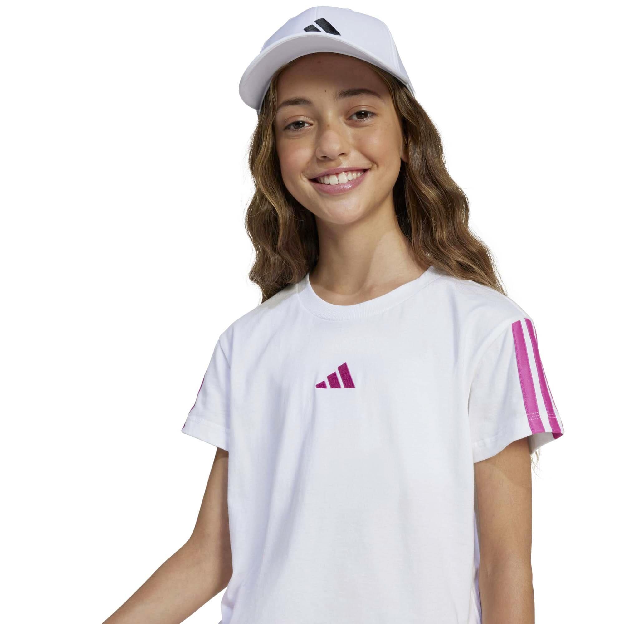 T-shirt ragazza adidas essentials 3-stripes - bianco 4/5