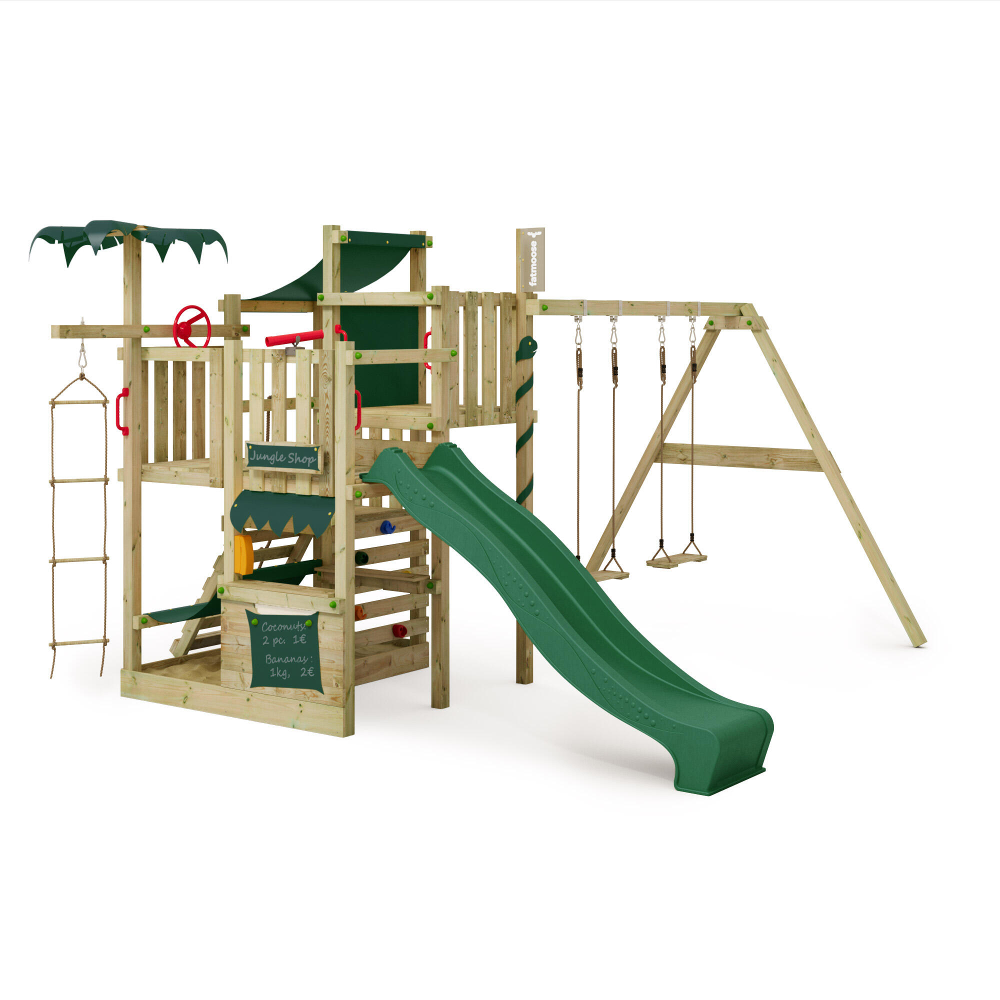 Fatmoose - Aire De Jeux Crazycoconut Avec Double Balançoire - Aire De Jeu - Vert - No Size - Decathlon