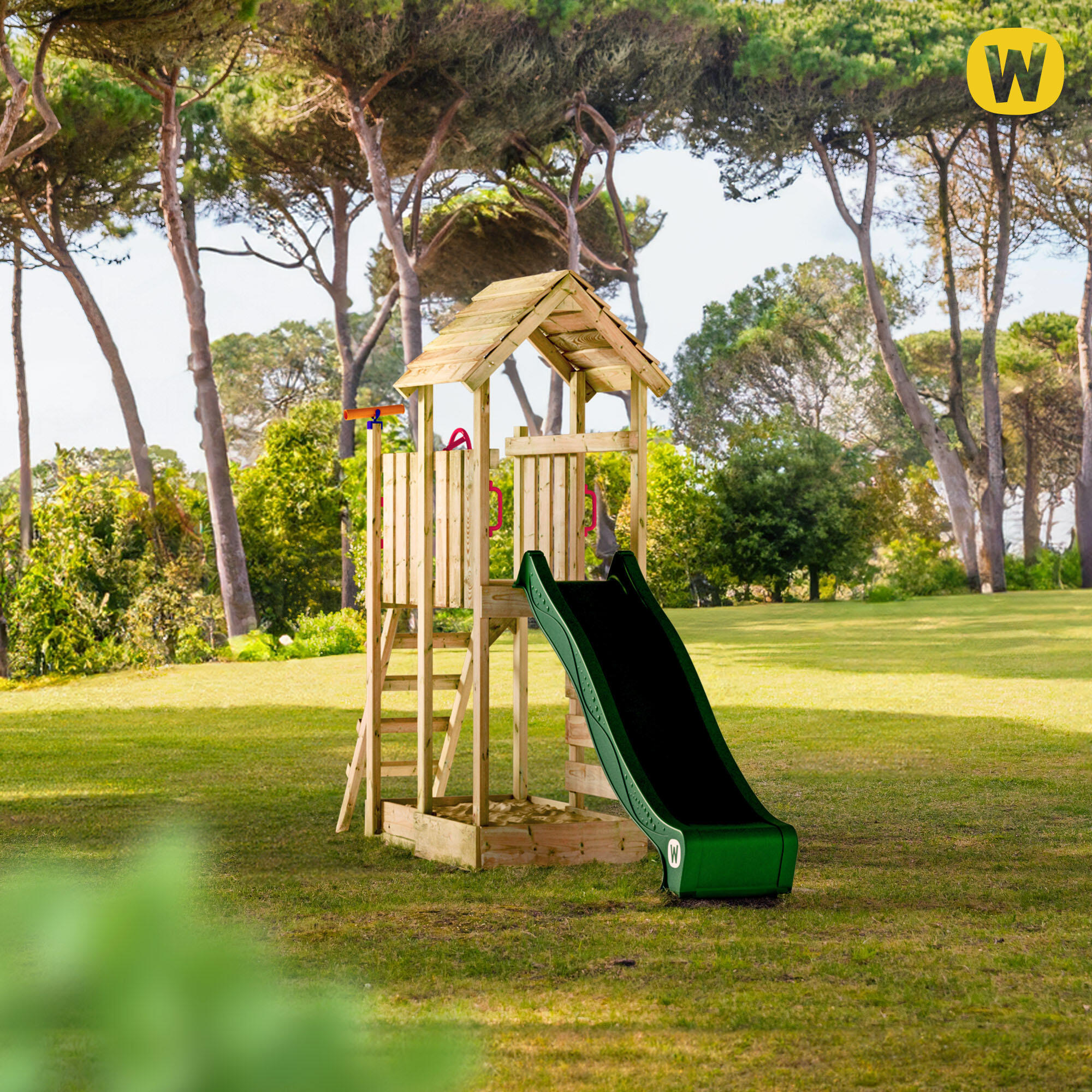 Parque infantil Wickey JoyFlyer con techo de madera 4/7