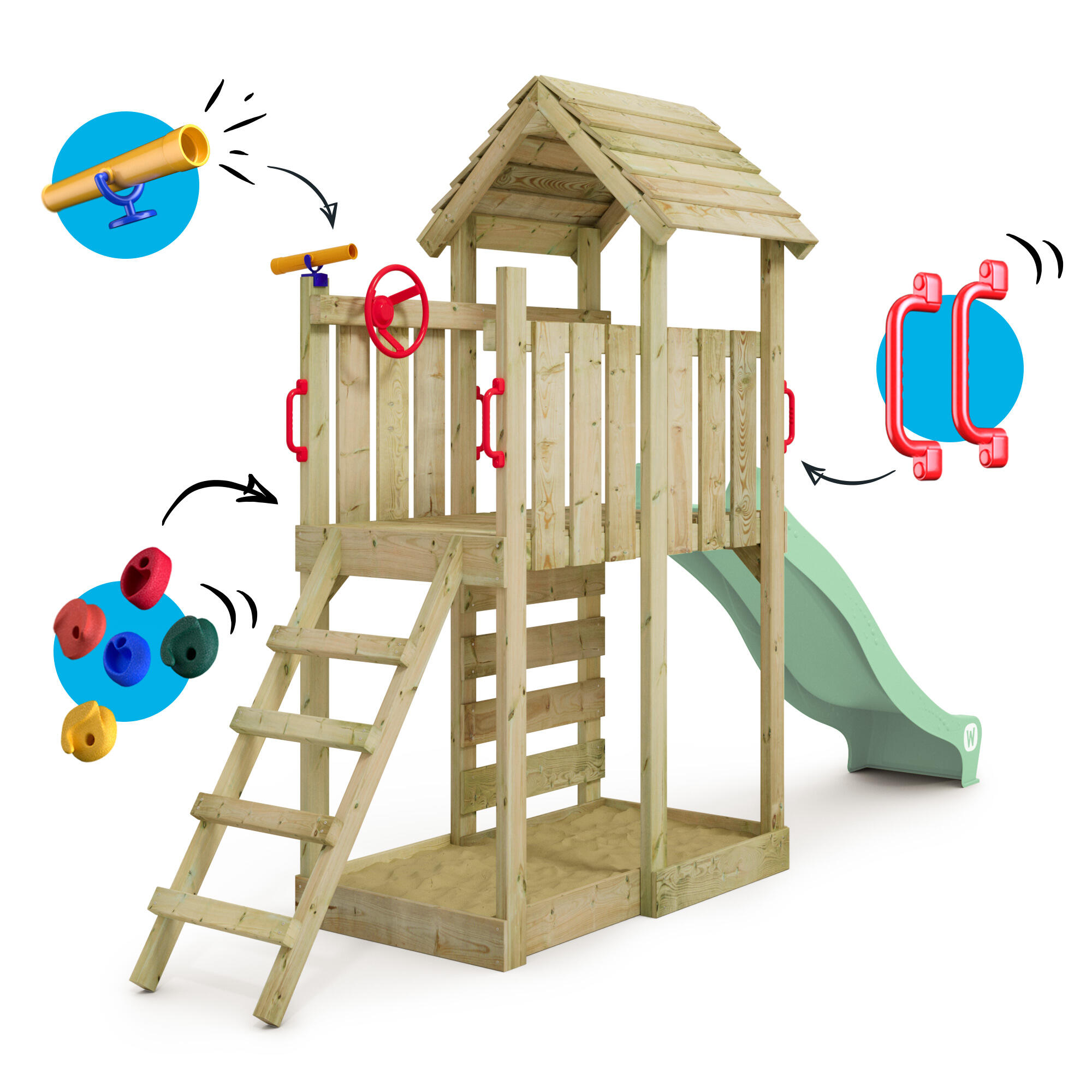 Parque infantil Wickey JoyFlyer con techo de madera 2/7