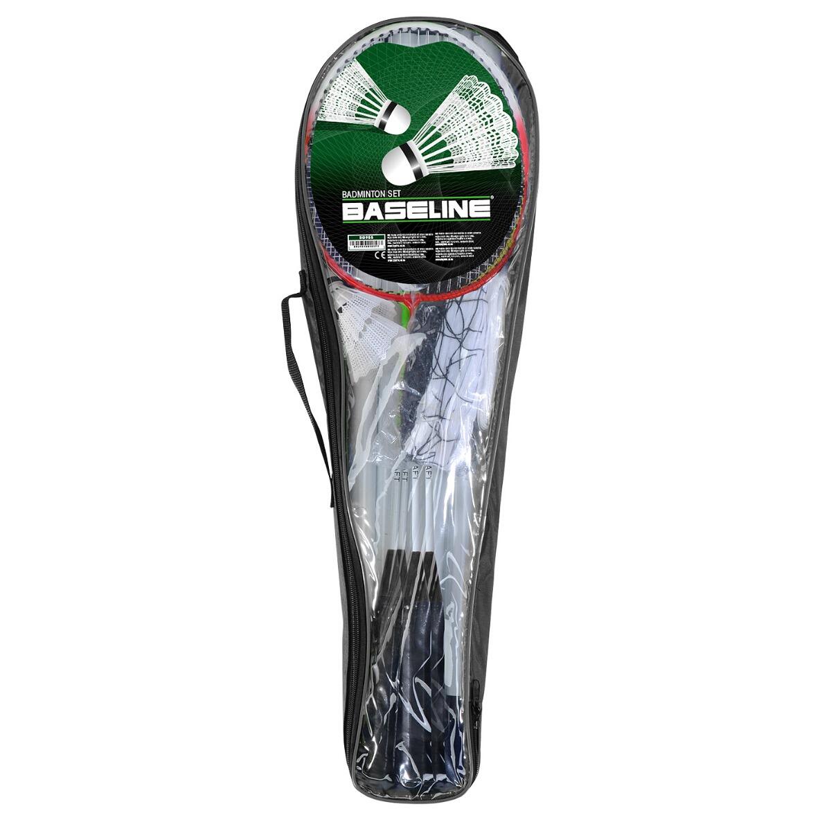 Baseline Badminton Racket Set, Racquets, Shuttlecocks, Net and Poles, Green/Red 5/5