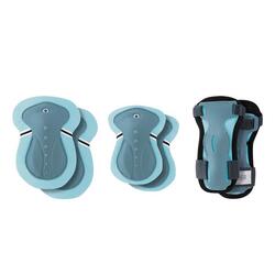 Set 3 protections enfant XS (coudes, genoux, poignets) - Bleu pastel