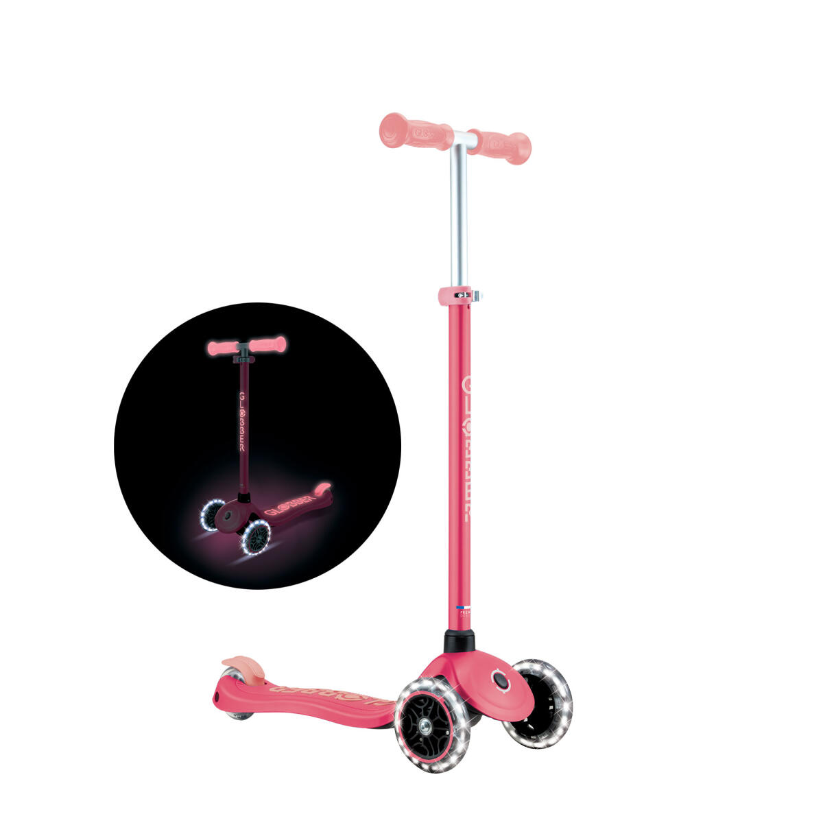 Patinete de 3 ruedas PRIMO PLUS GLOW LIGHTS - Rosa Coral 2/7