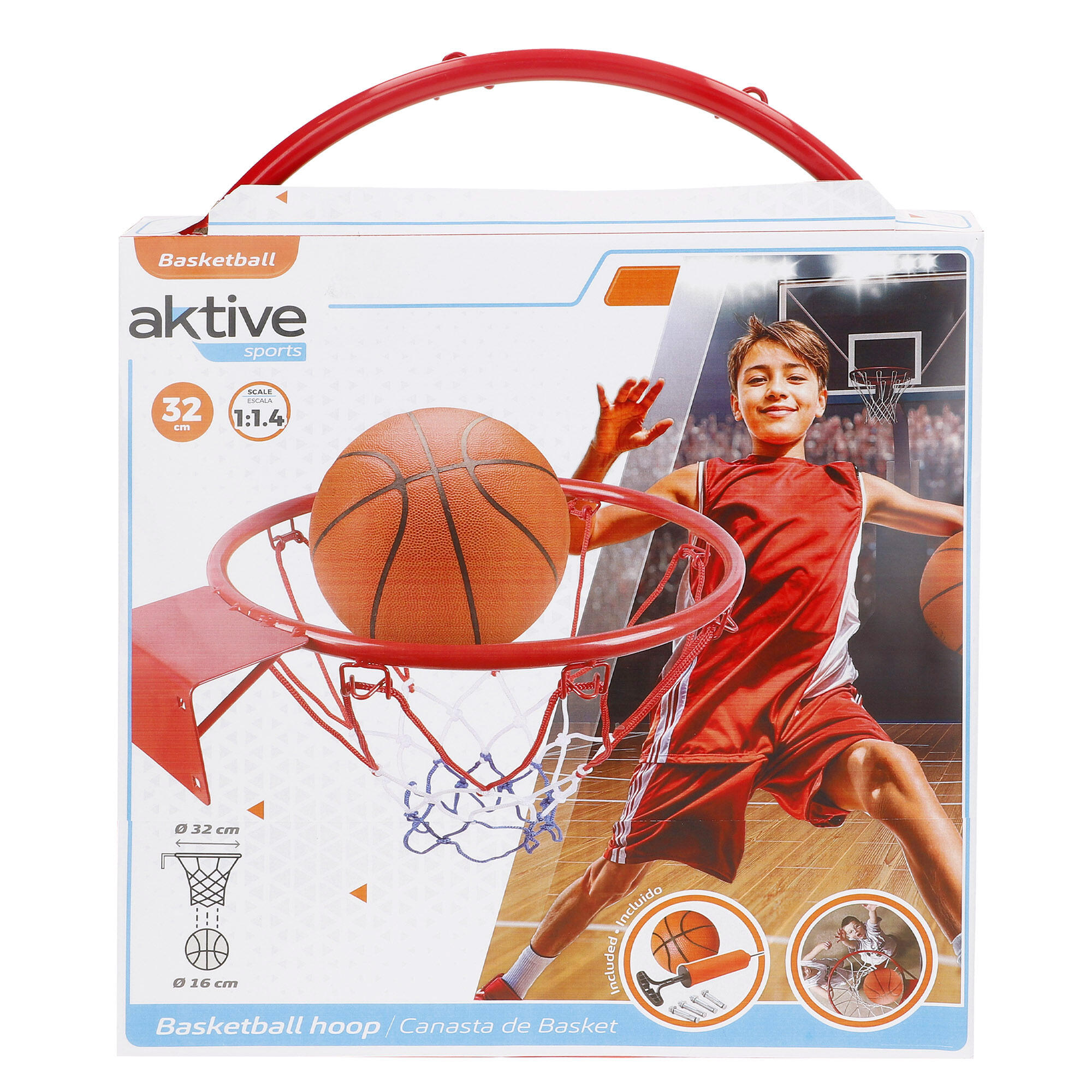 Aktive Panier de basket mural de 32 cm avec ballon et pompe 7/7