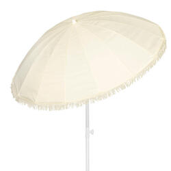 Parasol de plage 16 baleines, 200 cm, beige avec franges