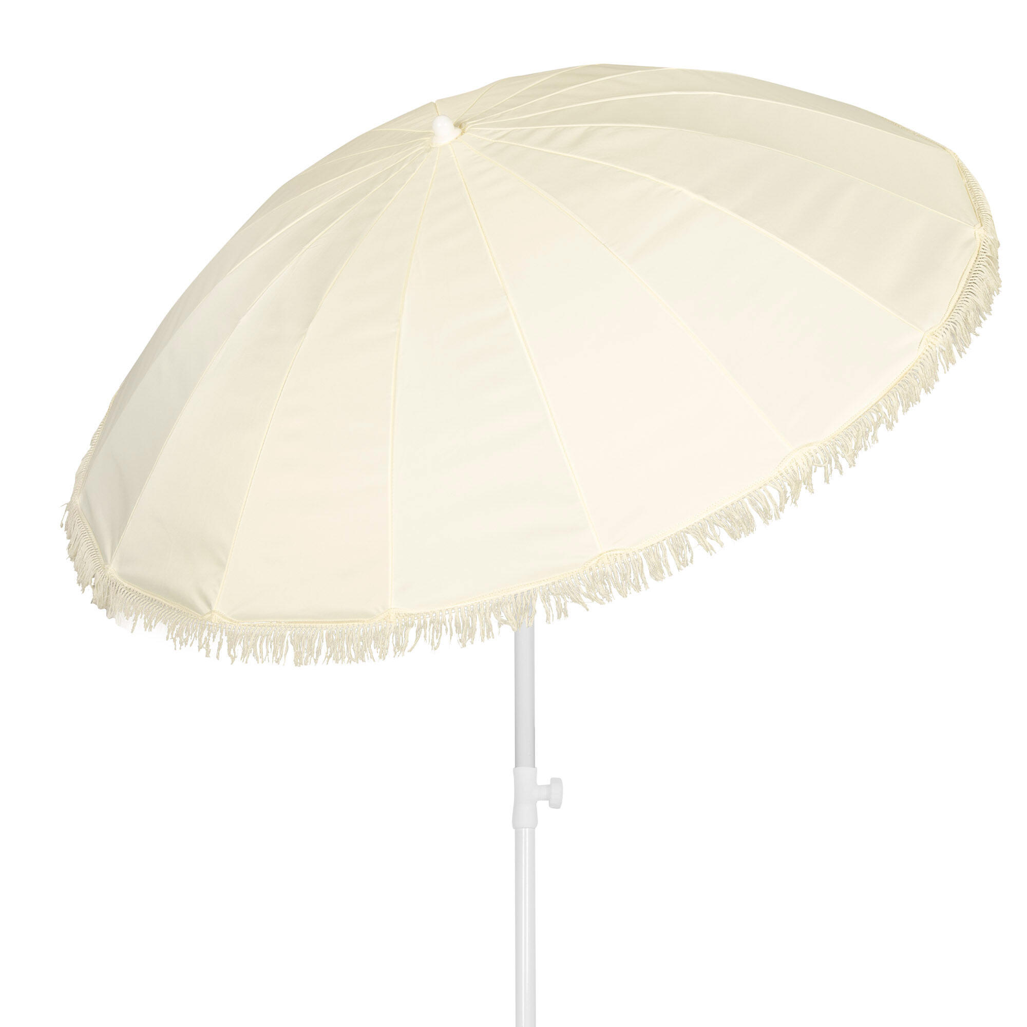 AKTIVE Aktive Guarda-sol de praia de 16 nervuras, 200 cm, bege com franjas