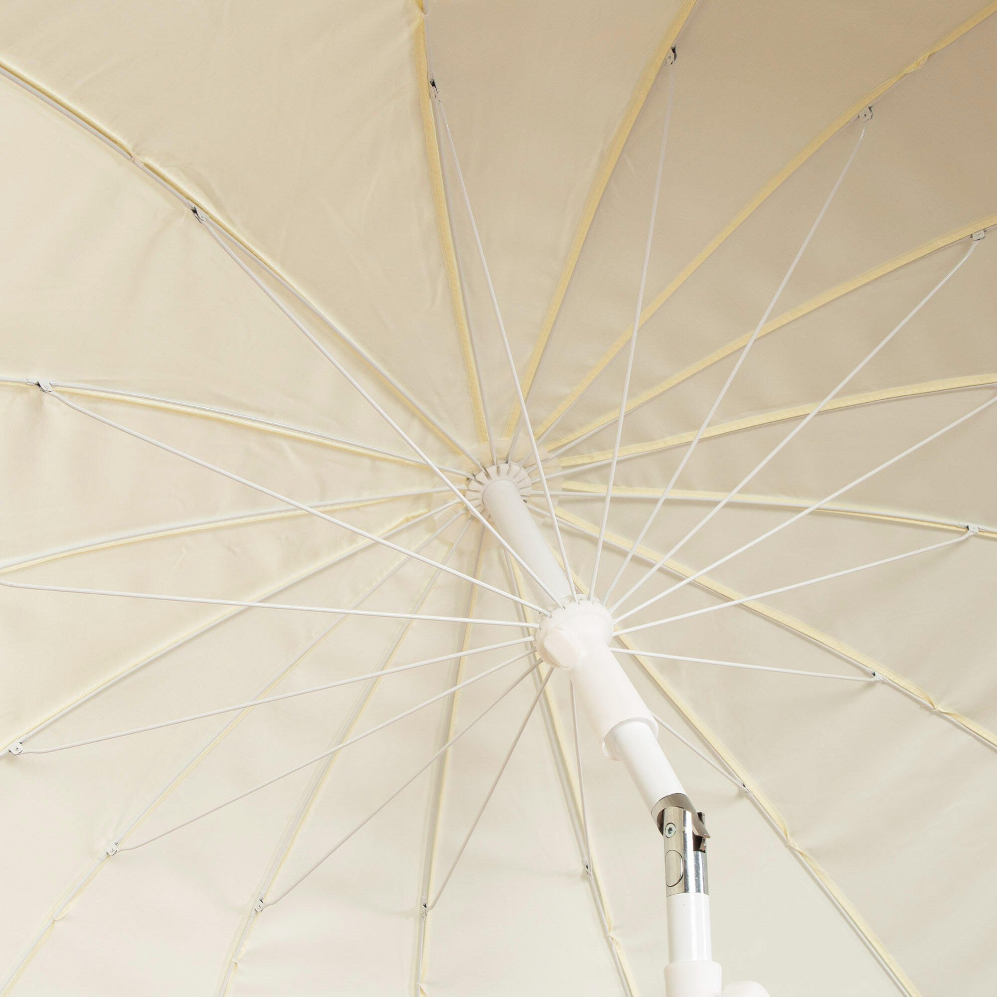 Parasol de plage 16 baleines, 200 cm, beige avec franges 5/7