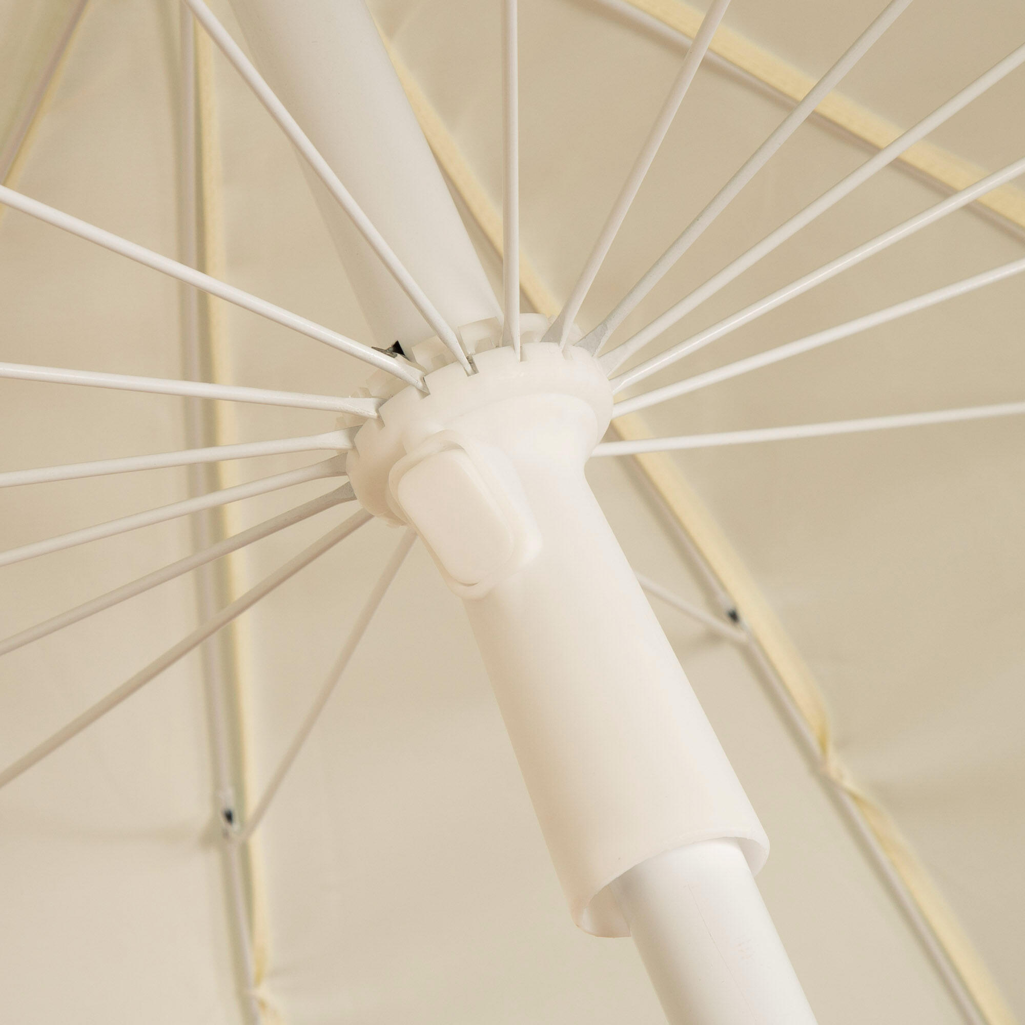 Parasol de plage 16 baleines, 200 cm, beige avec franges 7/7