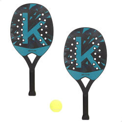 Aktive Lot de 2 raquettes de plage 22x30x47 cm avec sac à balles et filet