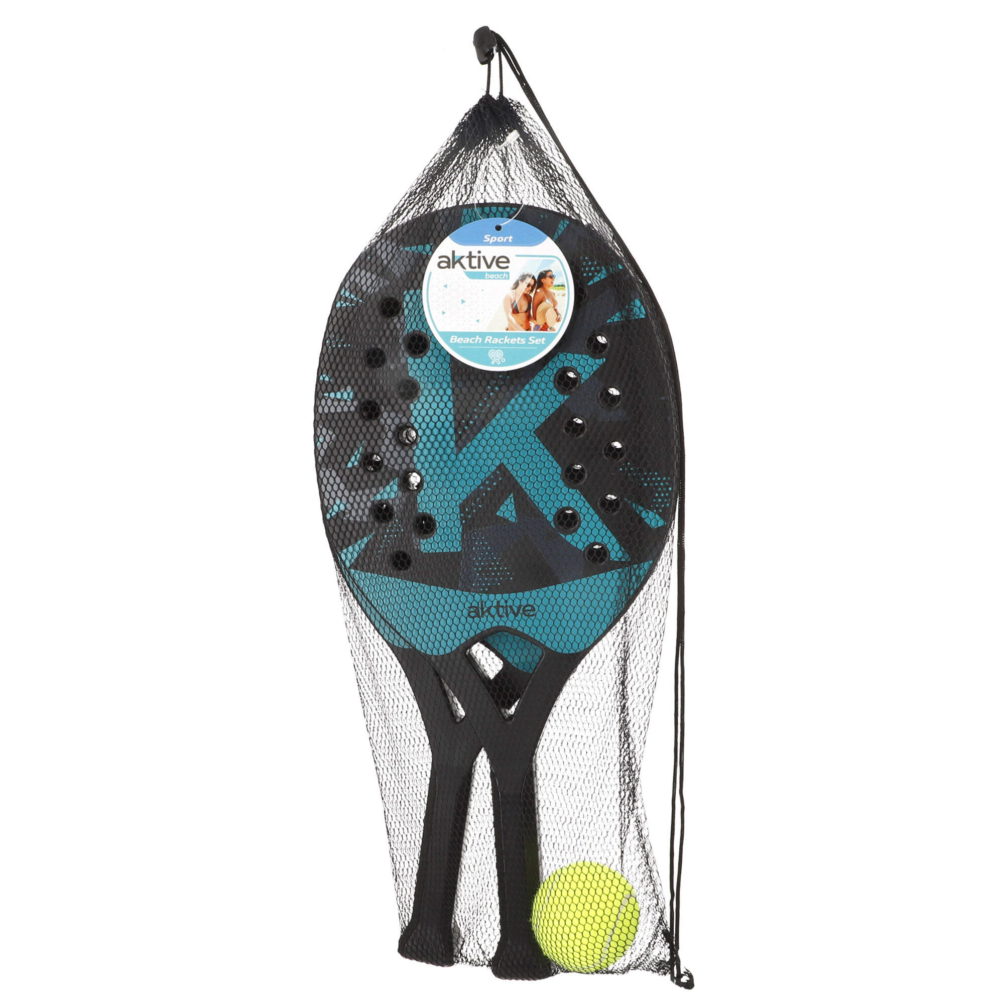 Aktive Conjunto de 2 remos de praia 22x30x47 cm com bola e saco de rede 5/7
