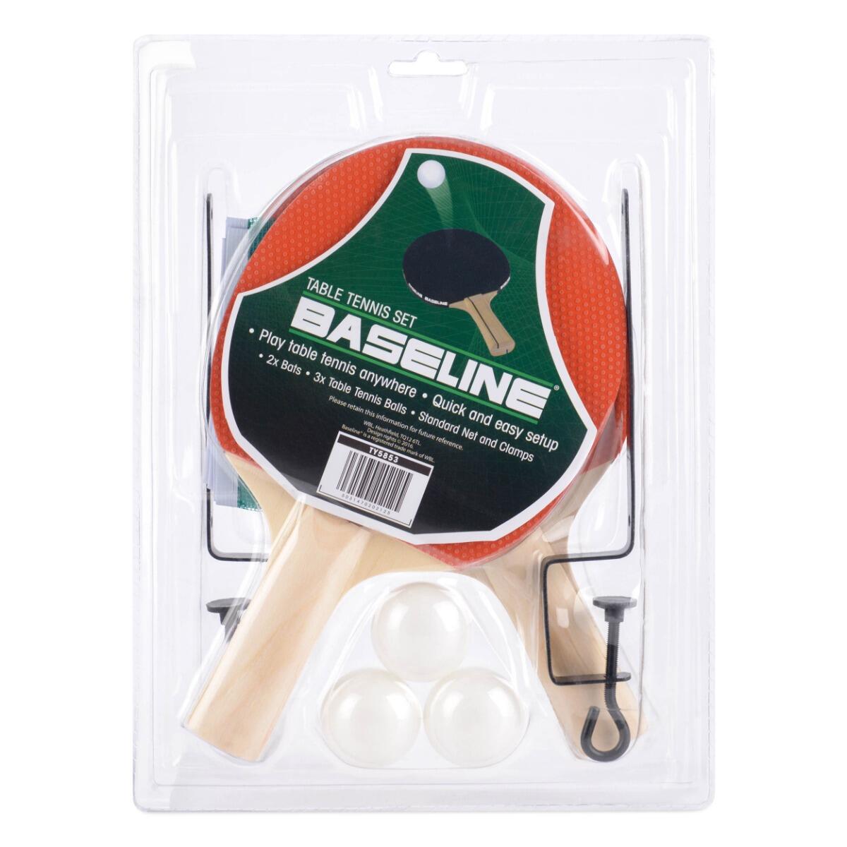 Baseline Table Tennis Ping Pong Set with 2 Bats, 3 Balls And Net, Black/Red 5/6