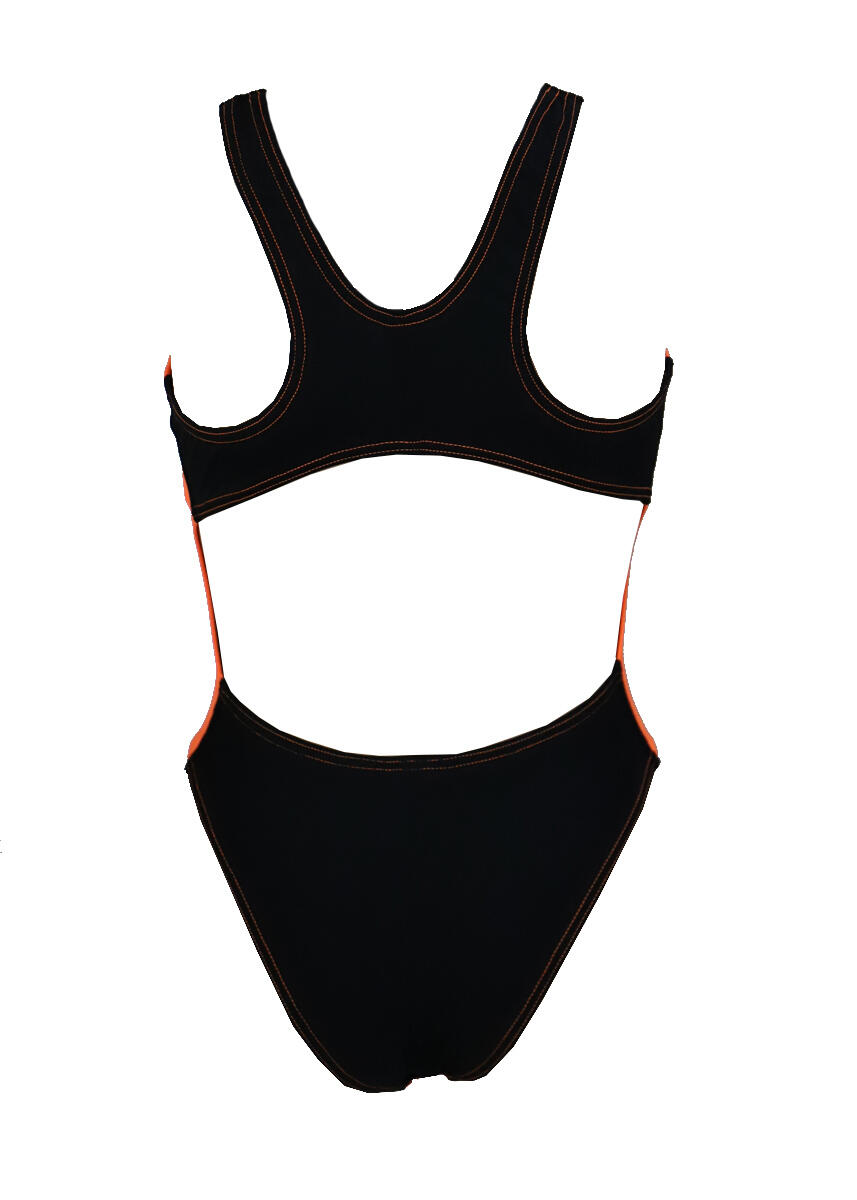 Traje de baño Akron para niñas Babbitt Evo - Naranja/Negro - Talla 6 años 3/6