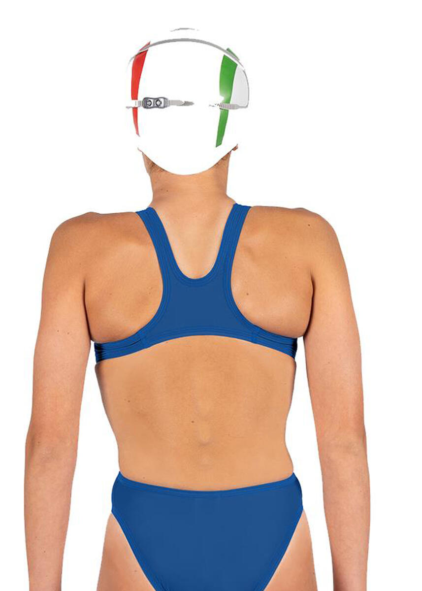 Akron Girls Babbitt Evo Swimsuit - Sport Red/Harvard Blue 5/6