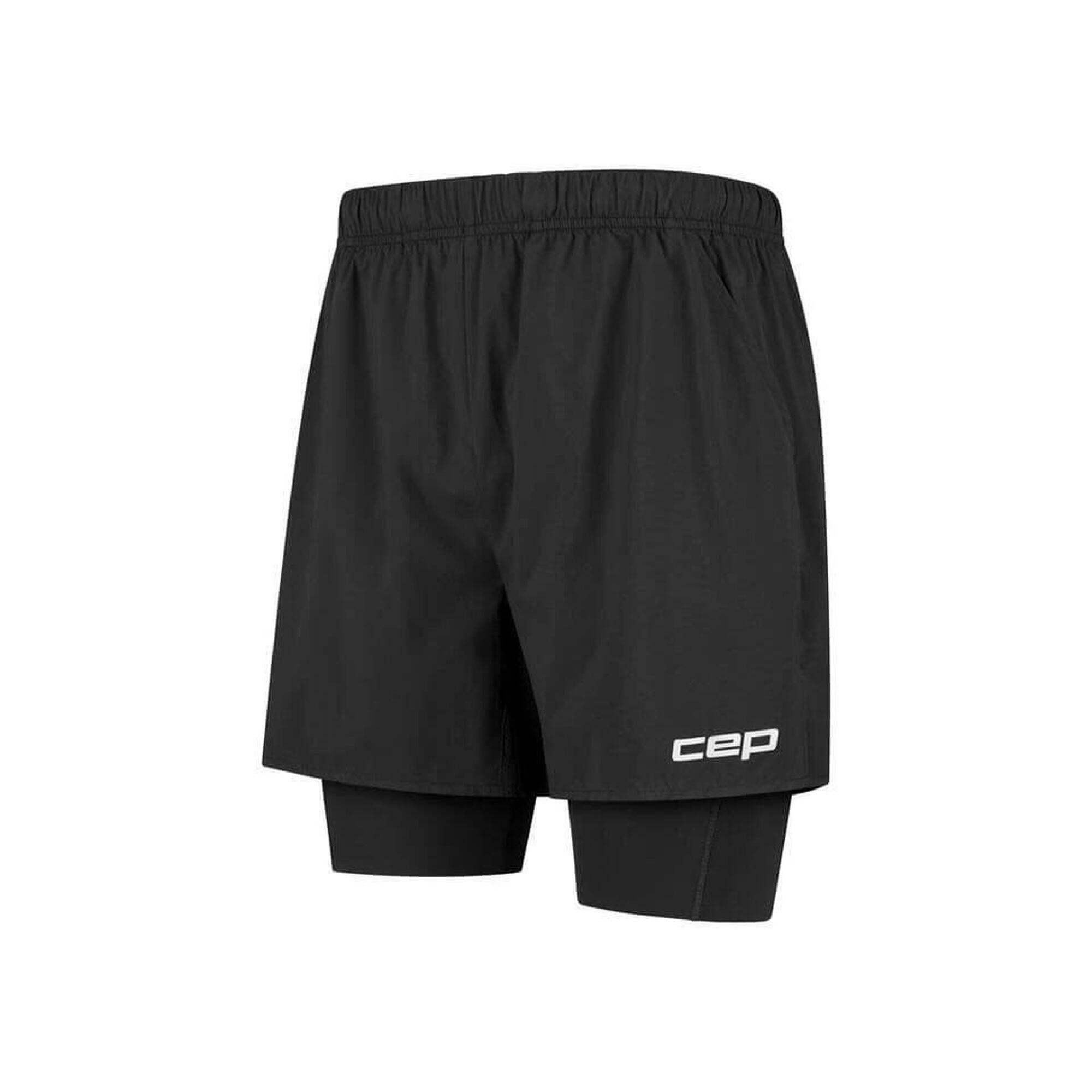 Męskie sportowe spodenki kompresyjne 2w1 CORE Run do biegania CEP