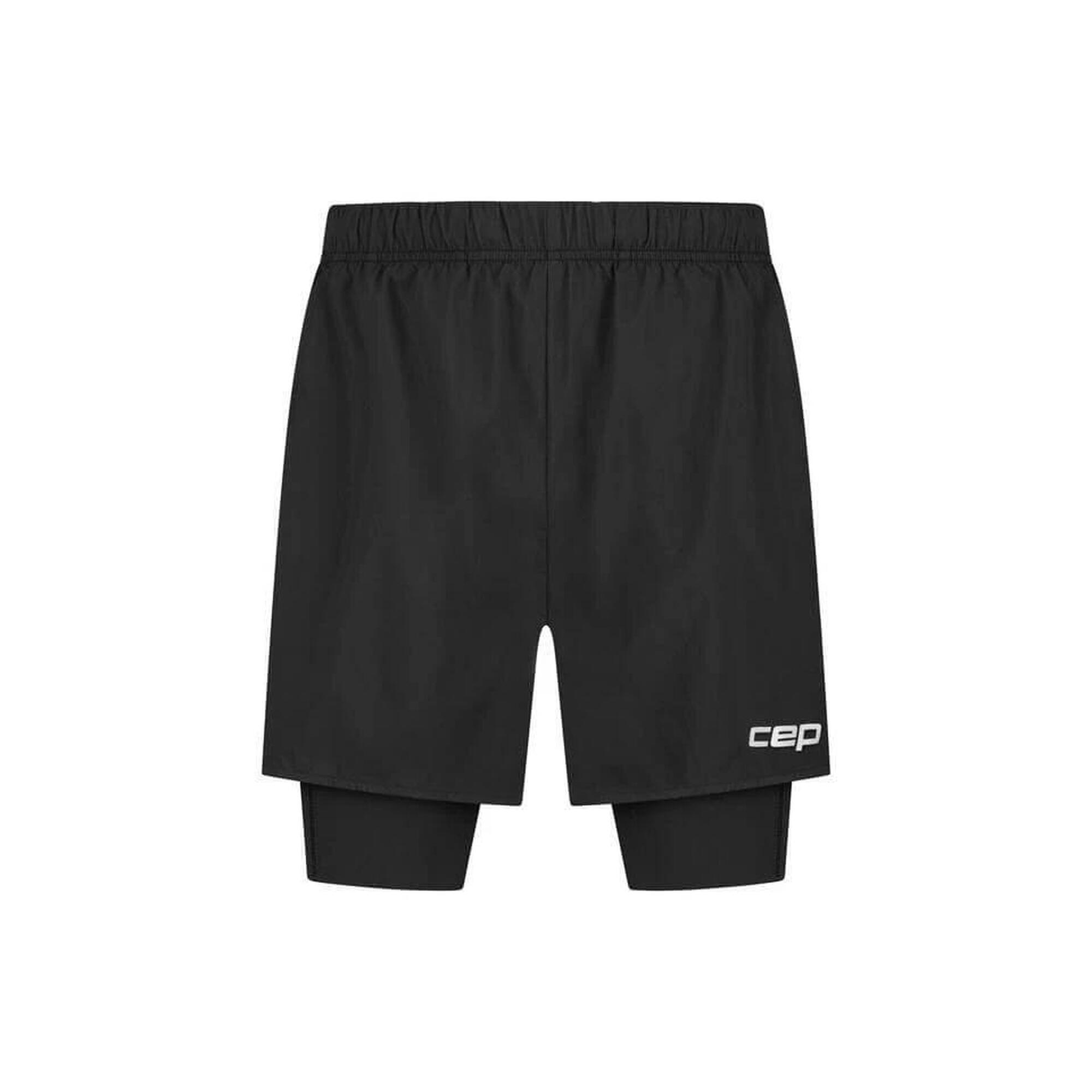 Męskie sportowe spodenki kompresyjne 2w1 CORE Run do biegania CEP