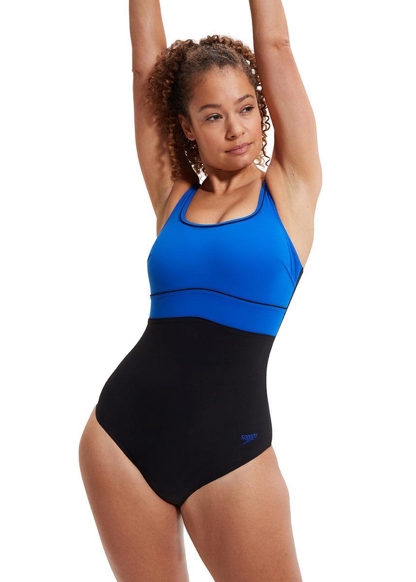 Maiô speedo shaping contour eclipse - preto / azul - tamanho 32