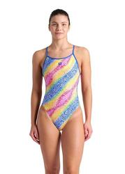 Maillot de bain Arena Let it Beat avec dos en dentelle - Bleu/Blanc - Taille 38