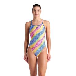 Maillot de bain Arena Let it Beat avec dos en dentelle - Bleu/Blanc - Taille 38