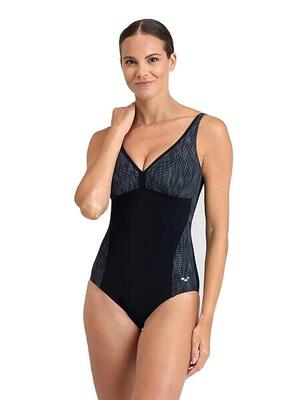 Arena bodylift lucia u-back badpak - zwart / zilver - maat 32