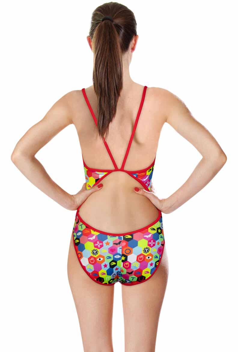 Maiô Turbo Girl's Hexa Flour - Multicolorido - Tamanho 28 2/6