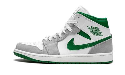 Schoenen basketbal - jordan 1 mid - mid leer/suede - wit/grijs