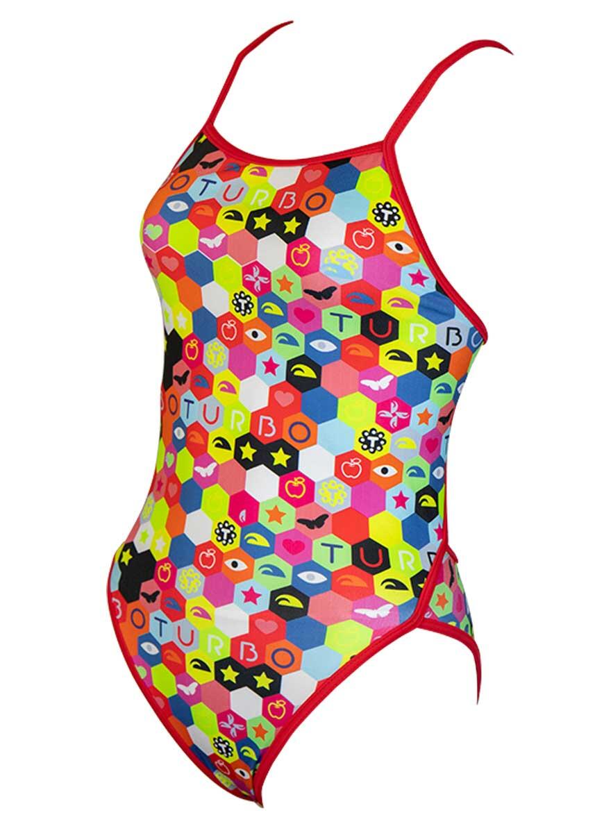 Maiô Turbo Girl's Hexa Flour - Multicolorido - Tamanho 28 3/6